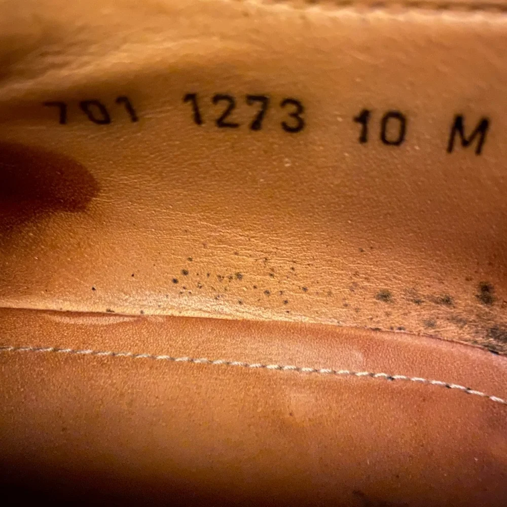 VINTAGE Zelli Cognac Pebbled Leather Moustache Clipper Split Apron Toe Derby 10M